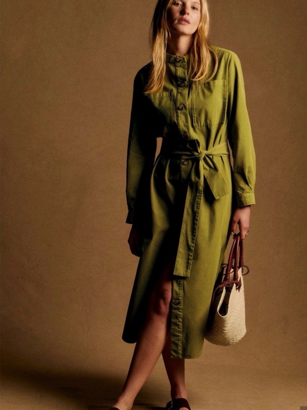 Sezane Belted Midi Dress